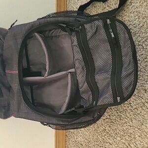 Thirty-One Gray Sling Organizing Backpack with Pink Accents